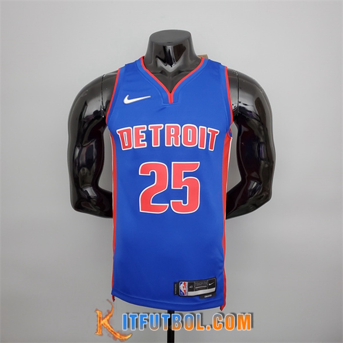 Camisetas Detroit Pistons (Rosa #25) Azul 75th Anniversary