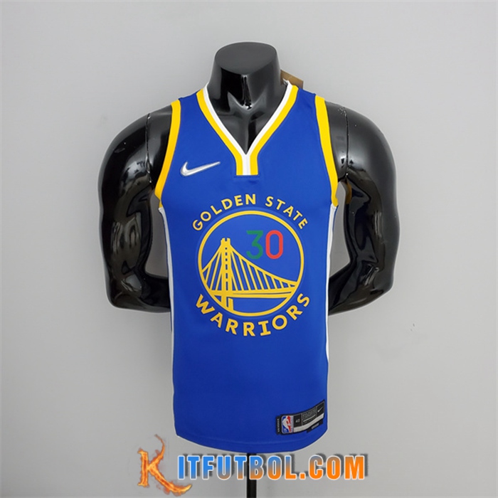 Camisetas Golden State Warriors (Curry #30) Azul 75th Anniversary México Edition