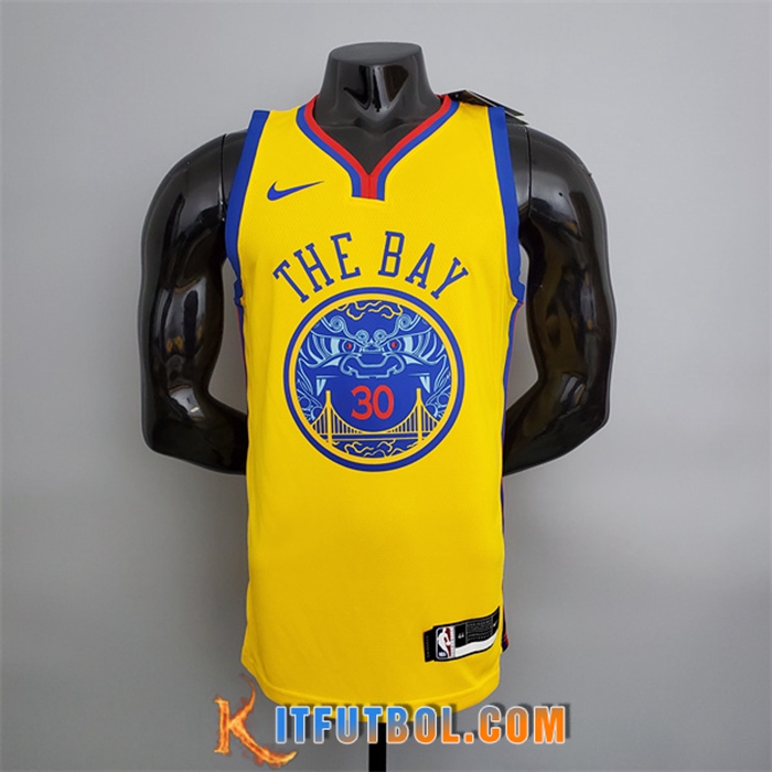 Camisetas Golden State Warriors (Warriors #30) 2018 Amarillo Chinese Dragon Robe