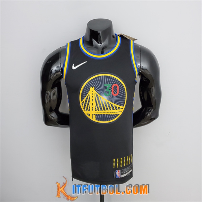Camisetas Golden State Warriors (Curry #30) Negro 75th Anniversary México Edition
