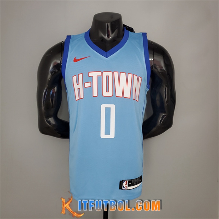 Camisetas Houston Rockets (Westbrook #0) 2021 Azul City Edition
