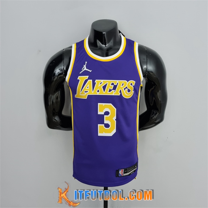 Camisetas Los Angeles Lakers (Davis #3) Púrpura 75th Anniversary