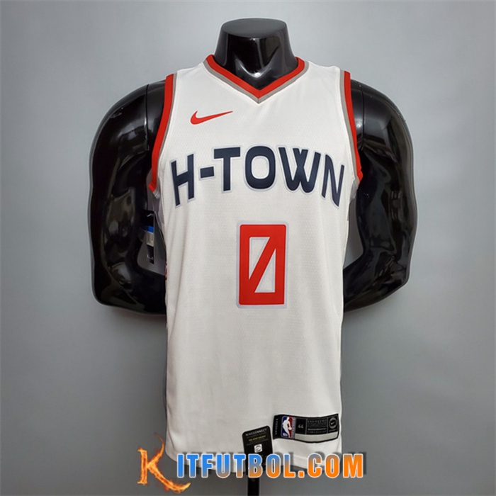 Camisetas Houston Rockets (Westbrook #0) Blanco City Edition