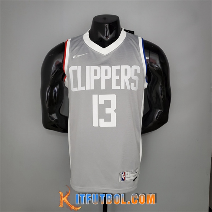 Camisetas Los Angeles Clippers (George# 13) 2021 Gris Bonus Edition