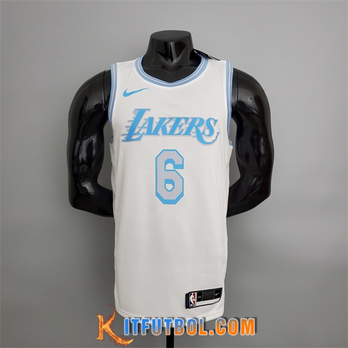Camisetas Los Angeles Lakers (James #6) 2021 Retro Blanco