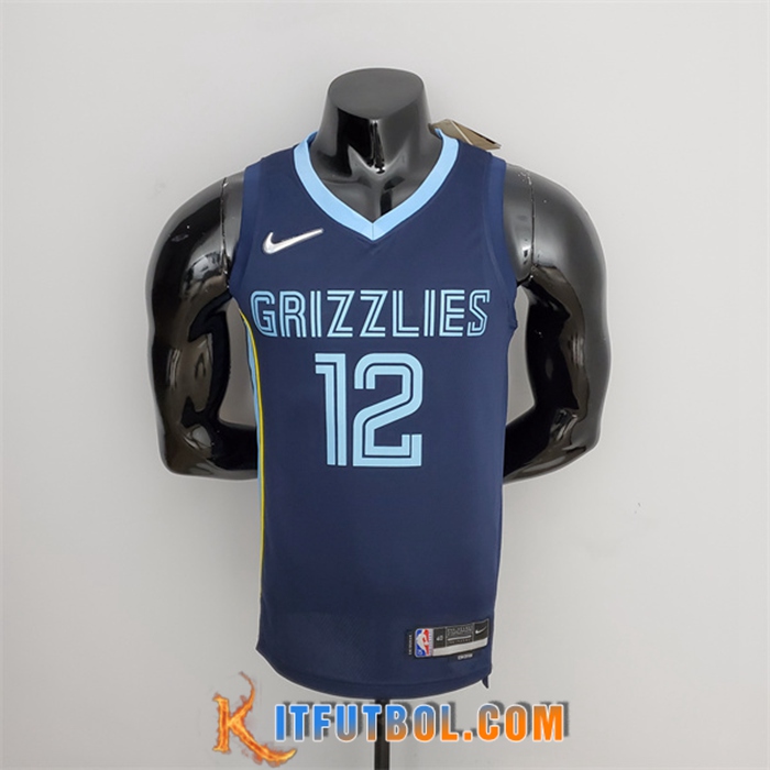 Camisetas Memphis Grizzlies (Morant #12) Azul marino 75th Anniversary