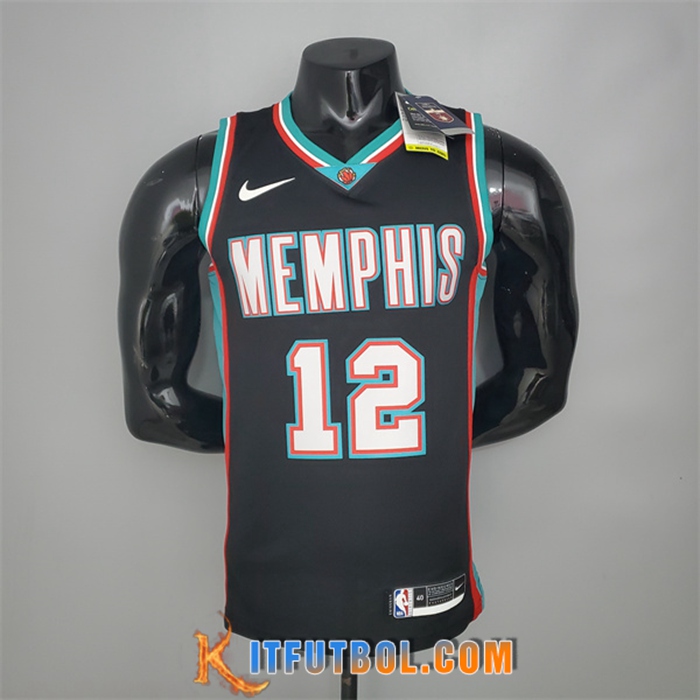 Camisetas Memphis Grizzlies (Morant #12) Retro Negro