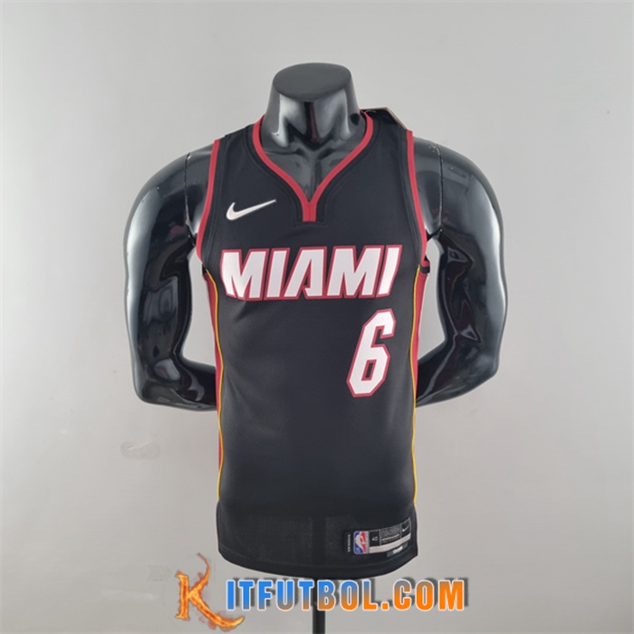 Camisetas Miami Heat (James #6) Negro 75th Anniversary