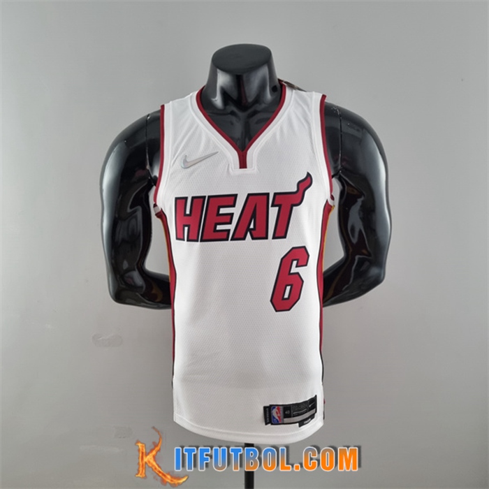 Camisetas Miami Heat (James #6) Blanco 75th Anniversary