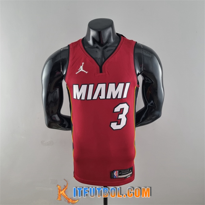 Camisetas Miami Heat (Wade #3) Vino tinto 75th Anniversary