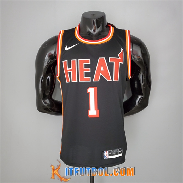 Camisetas Miami Heat (Bosh #1) 2018 Negro Retro Night