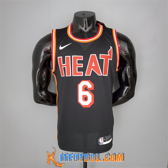 Camisetas Miami Heat (James #6) 2018 Negro Retro Night