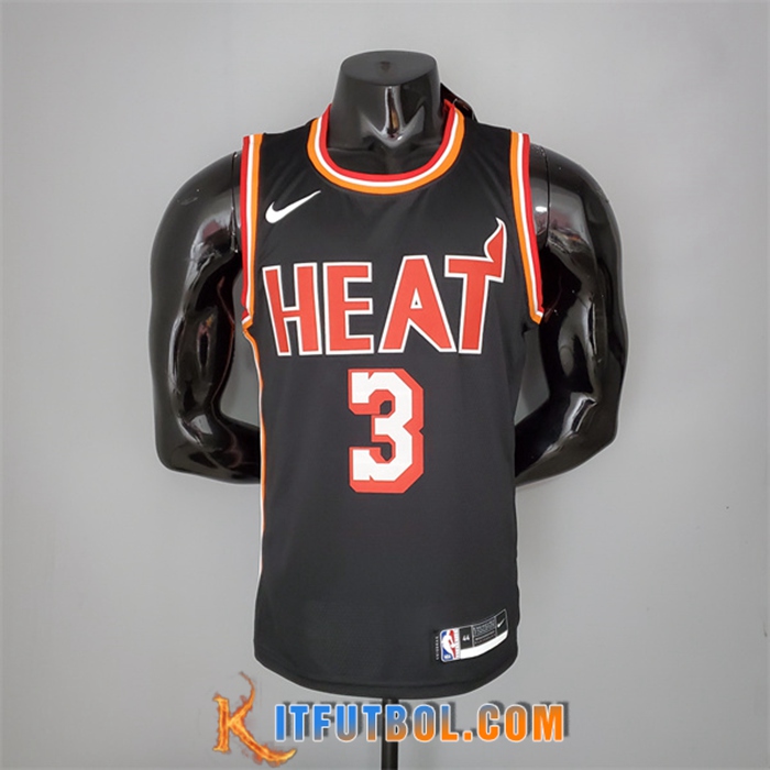 Camisetas Miami Heat (Wade #3) 2018 Negro Retro Night