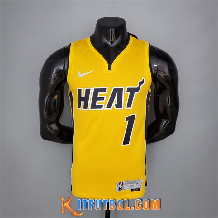 Camisetas Miami Heat (Bosh #1) 2021 Amarillo Bonus Edition