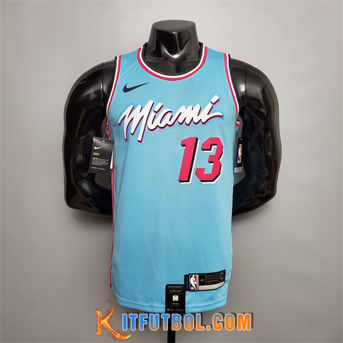 Camisetas Miami Heat (Adebayo #13) Azul Encolure Ronde