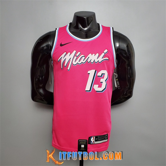 Camisetas Miami Heat (Adebayo #13) Rosa Encolure Ronde