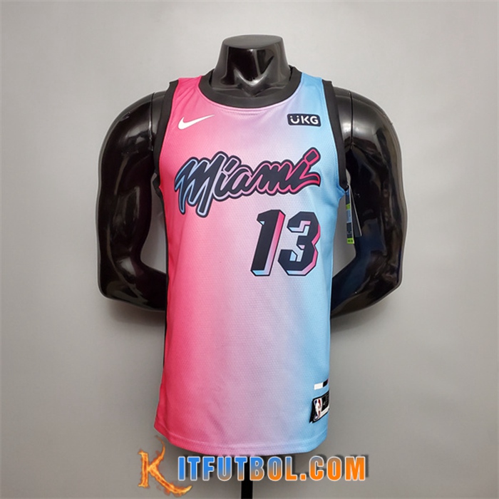 Nueva Camisetas Miami Heat (Adebayo #13) Rosa/Azul Gradient Color City Edition