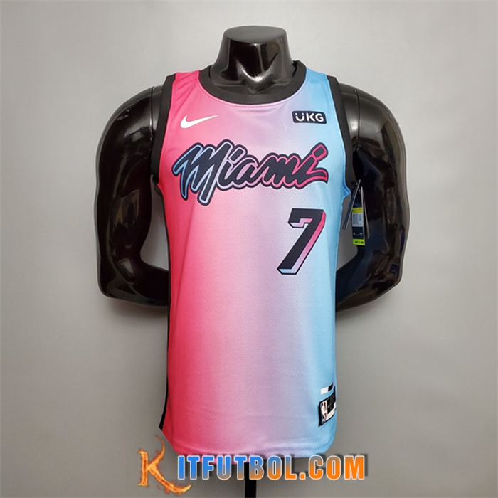 Nueva Camisetas Miami Heat (Dragic #7) Rosa/Azul Gradient Color City Edition