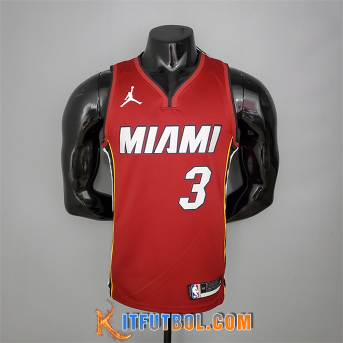 Nueva Camisetas Miami Heat (Wade #3) Vino tinto