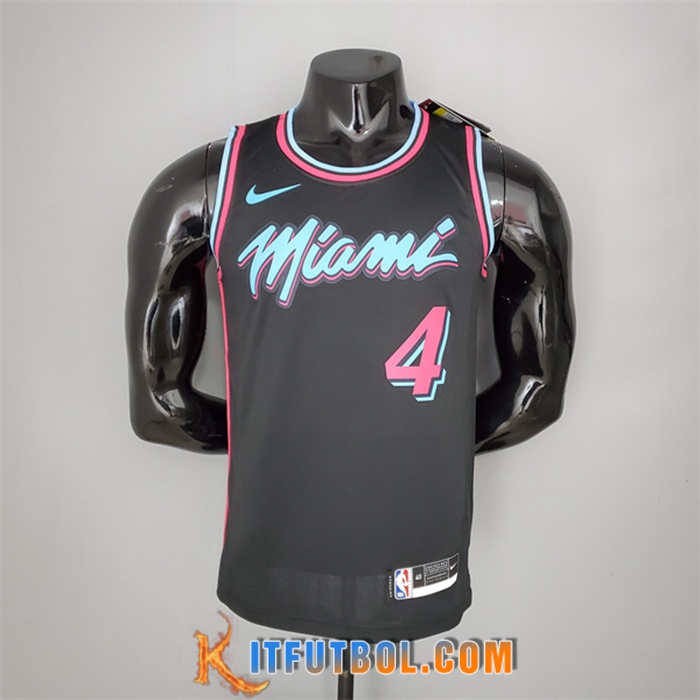 Camisetas Miami Heat (Oladipo #4) Negro Encolure Ronde