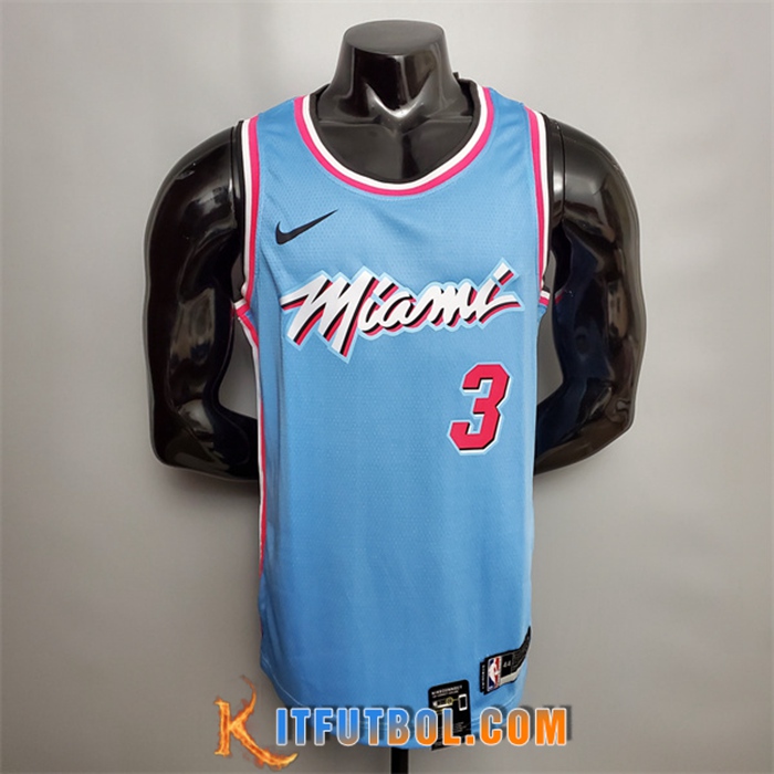 Camisetas Miami Heat (Wade #3) Azul Encolure Ronde