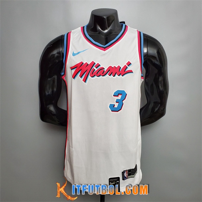 Camisetas Miami Heat (Wade #3) Blanco V-collerette