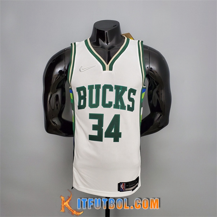 Camisetas Milwaukee Bucks (Antetokounmpo #34) 2022 Blanco