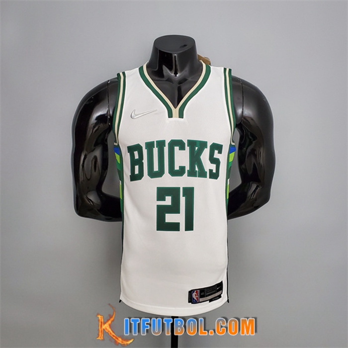 Camisetas Milwaukee Bucks (Holiday #21) 2022 Blanco