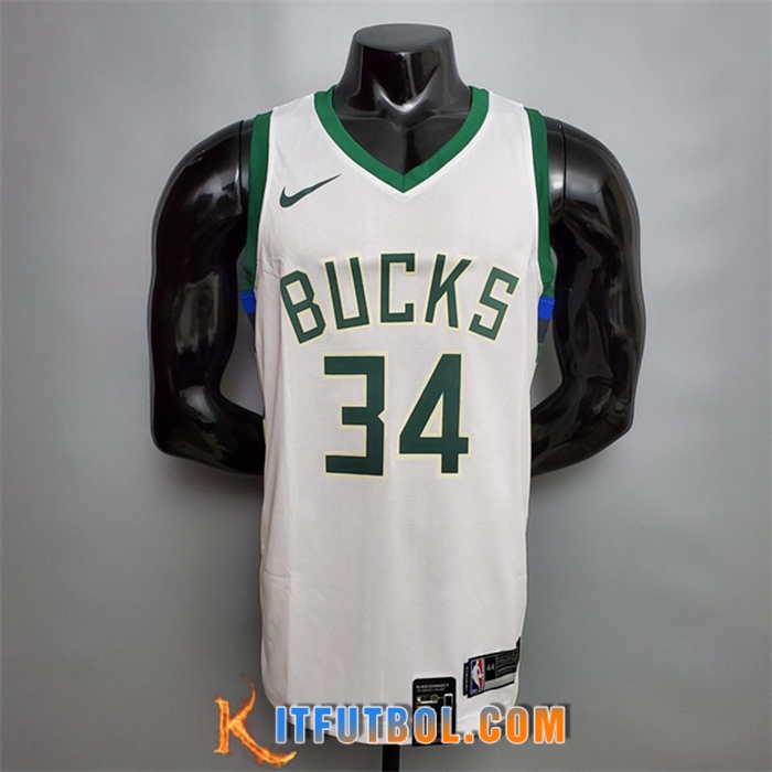 Camisetas Milwaukee Bucks (Antetokounmpo #34) Blanco