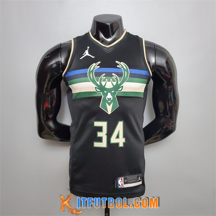 Nueva Camisetas Milwaukee Bucks (Antetokounmpo #34) Negro Jordan Theme Edition