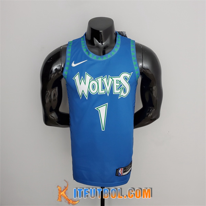 Camisetas Minnesota Timberwolves (Edwards #1) Azul 75th Anniversary City Edition