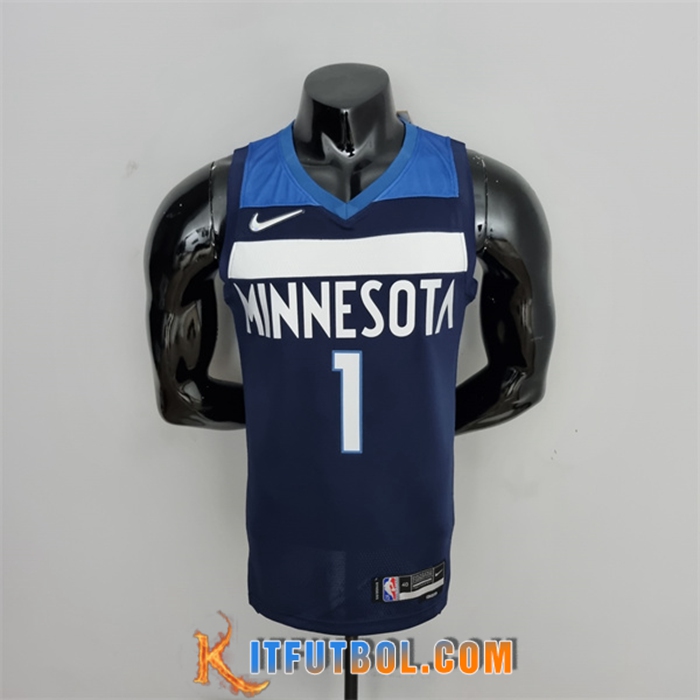 Camisetas Minnesota Timberwolves (Edwards #1) Azul Royal 75th Anniversary