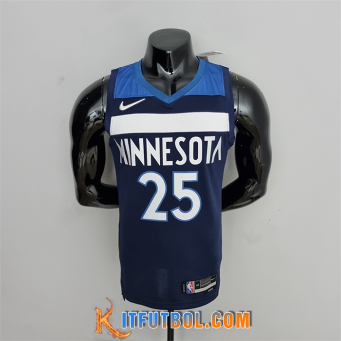 Camisetas Minnesota Timberwolves (Rosa #25) Azul Royal 75th Anniversary