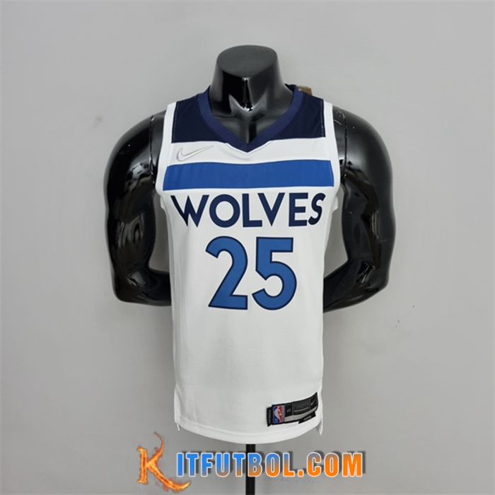 Camisetas Minnesota Timberwolves (Rosa #25) Blanco Royal 75th Anniversary