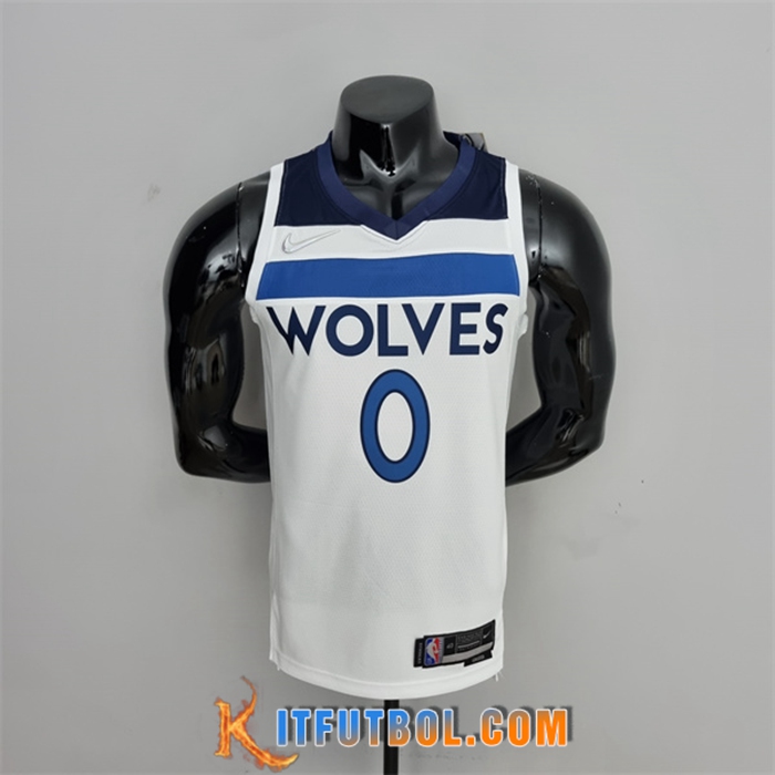 Camisetas Minnesota Timberwolves (Russell #0) Blanco Royal 75th Anniversary