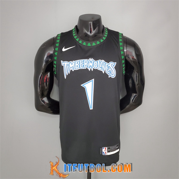 Camisetas Minnesota Timberwolves (Edwards #1) 2018 Retro Negro