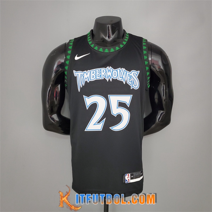 Camisetas Minnesota Timberwolves (Rosa #25) 2018 Retro Negro