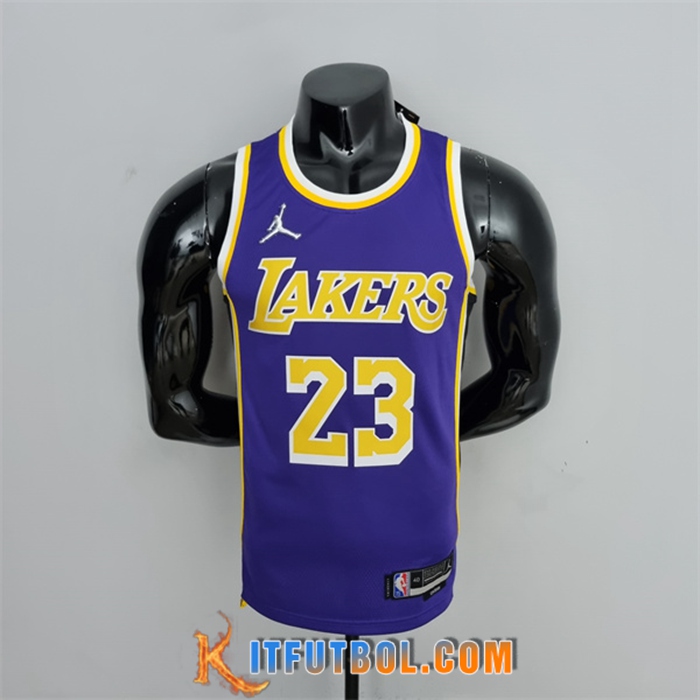 Camisetas Los Angeles Lakers (James #23) Púrpura 75th Anniversary