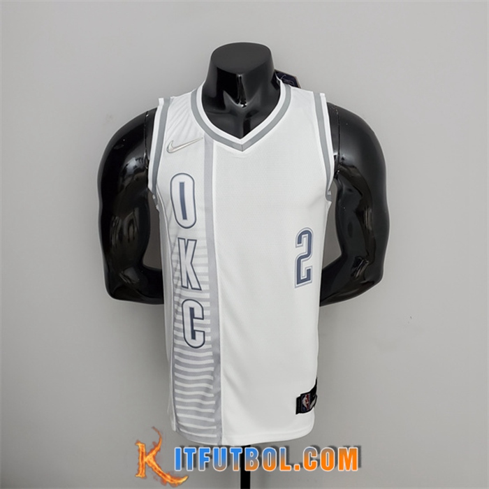 Camisetas Oklahoma City Thunder (Gilgeous-Alexander #2) Blanco 75th Anniversary City Edition