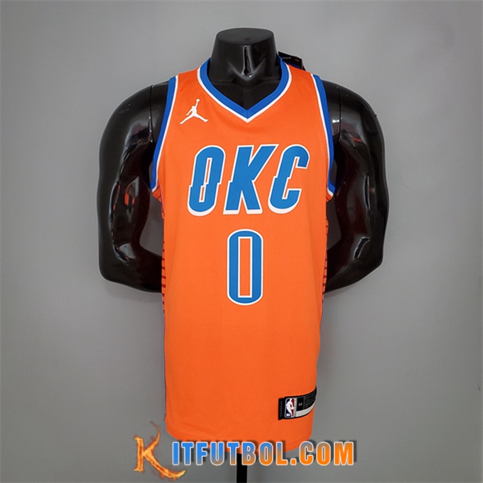 Camisetas Oklahoma City Thunder (Westbrook #0) Naranja Jordan