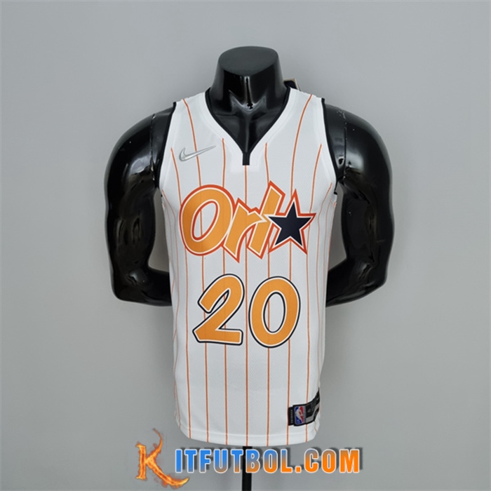 Camisetas Orlando Magic (Fultz #20) Blanco/Naranja 75th Anniversary