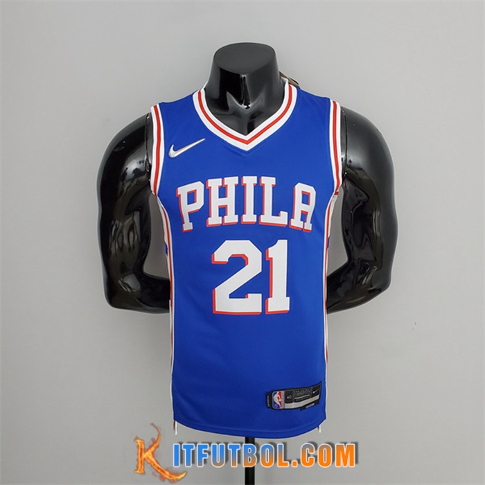 Camisetas Philadelphia 76ers (Embiid #21) Azul 75th Anniversary