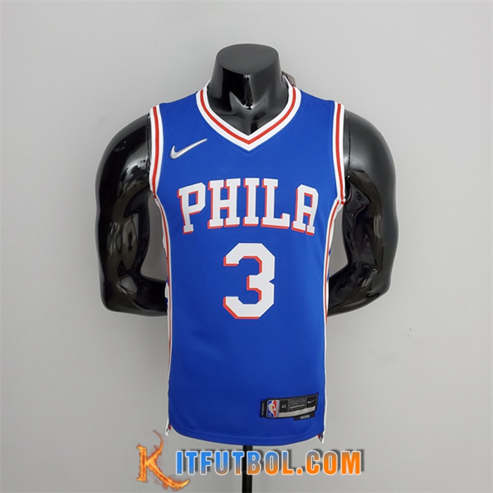 Camisetas Philadelphia 76ers (Iverson #3) Azul 75th Anniversary