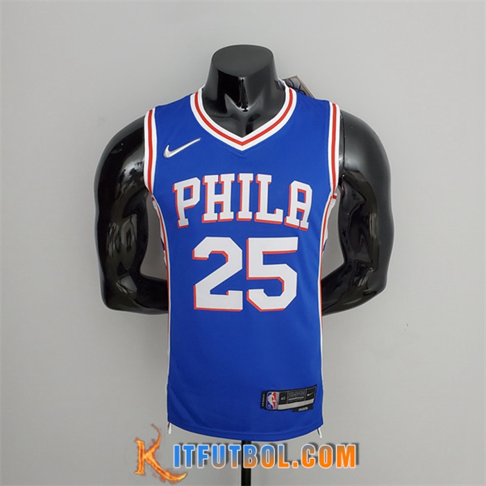 Camisetas Philadelphia 76ers (Simmons #25) Azul 75th Anniversary
