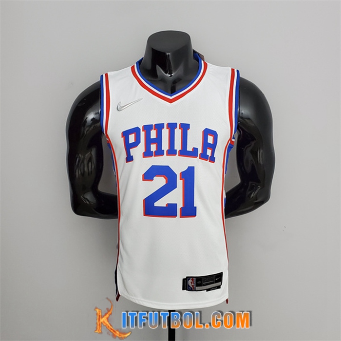 Camisetas Philadelphia 76ers (Embiid #21) Blanco 75th Anniversary