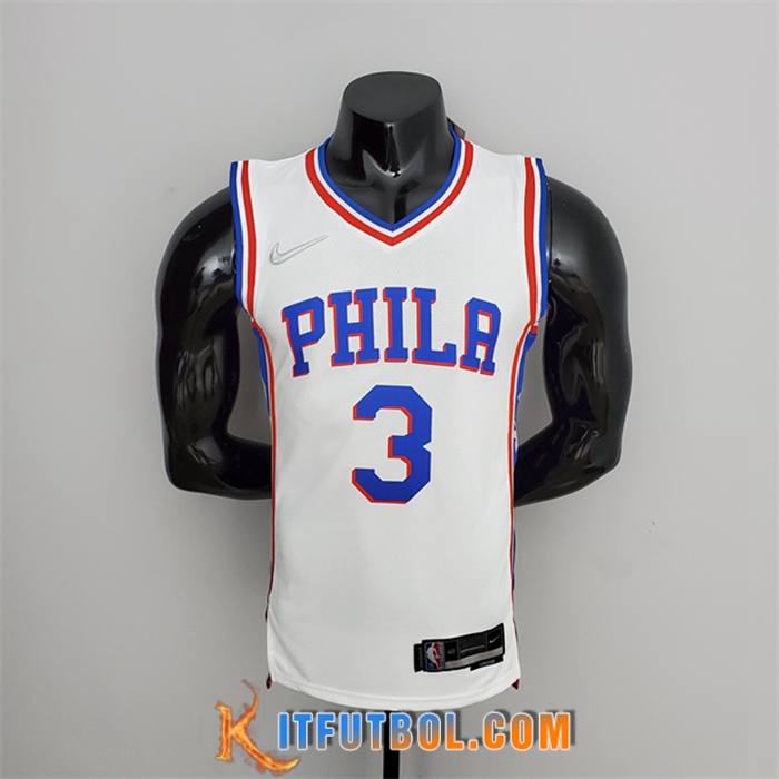 Camisetas Philadelphia 76ers (Iverson #3) Blanco 75th Anniversary