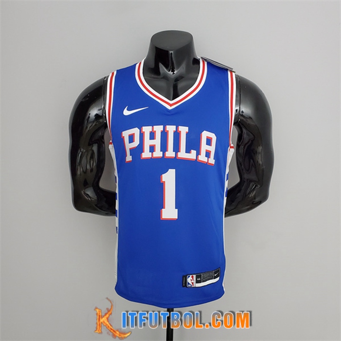 Camisetas Philadelphia 76ers (Harden #1) Azul V-collerette