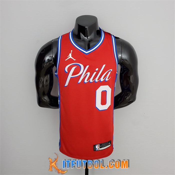 Camisetas Philadelphia 76ers (Maxey #0) 2021 Rojo Jordan Themed
