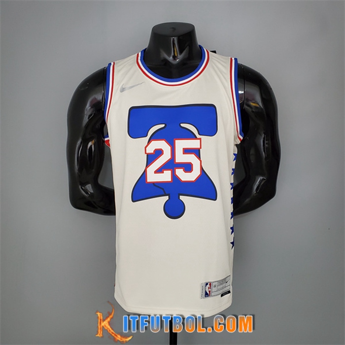 Camisetas Philadelphia 76ers (Simmons #25) 2021 Beige Bonus Edition