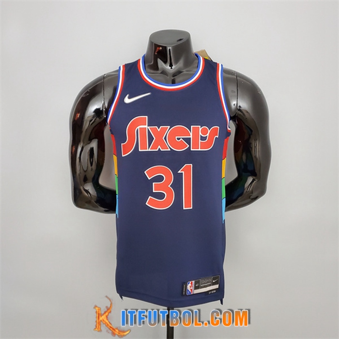 Camisetas Philadelphia 76ers (Curry #31) 2022 Azul Royal